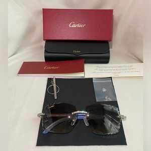 Cartier Blue Wood Frames W/ Brown Lens
